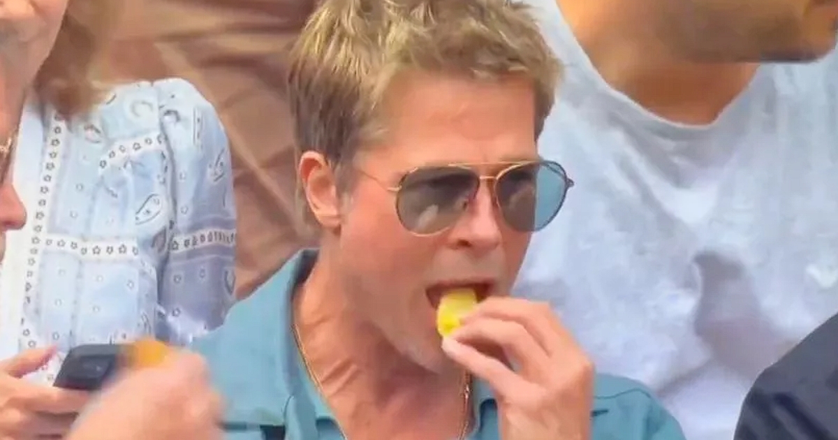Chipsspisende Brad Pitt stjal opmærksomheden under Wimbledonfinalen